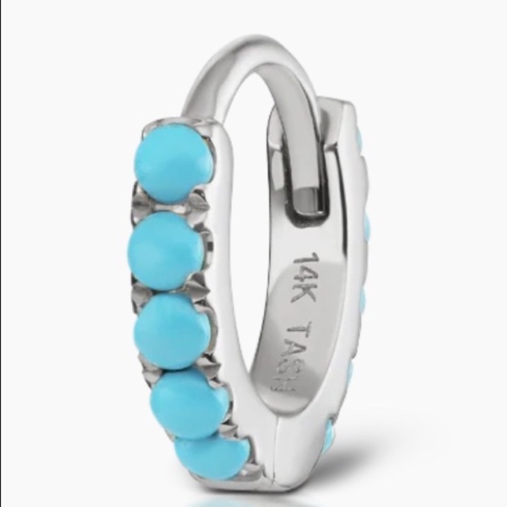 Maria tash Turquoise Eternity Hoop Earring 4.5 mm